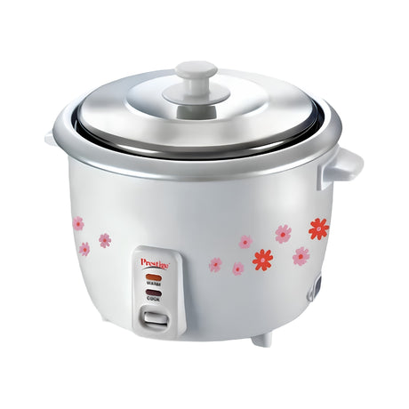 Prestige PRWO 41270 Electric Rice Cooker 1.8 L - White with Red_Front View