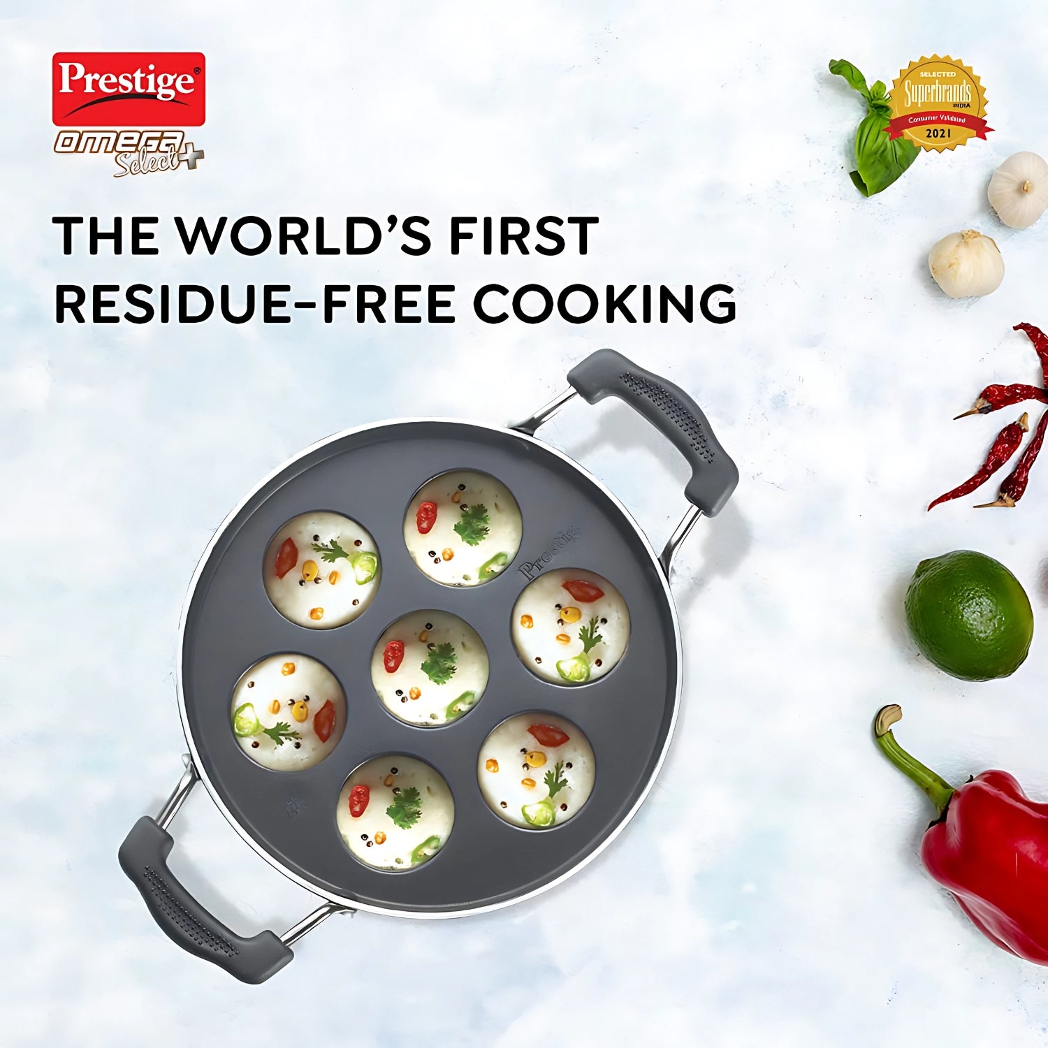 Prestige Paniyaram Pan Omega Select Plus 200 mm \ 7 Cavity - Black_2