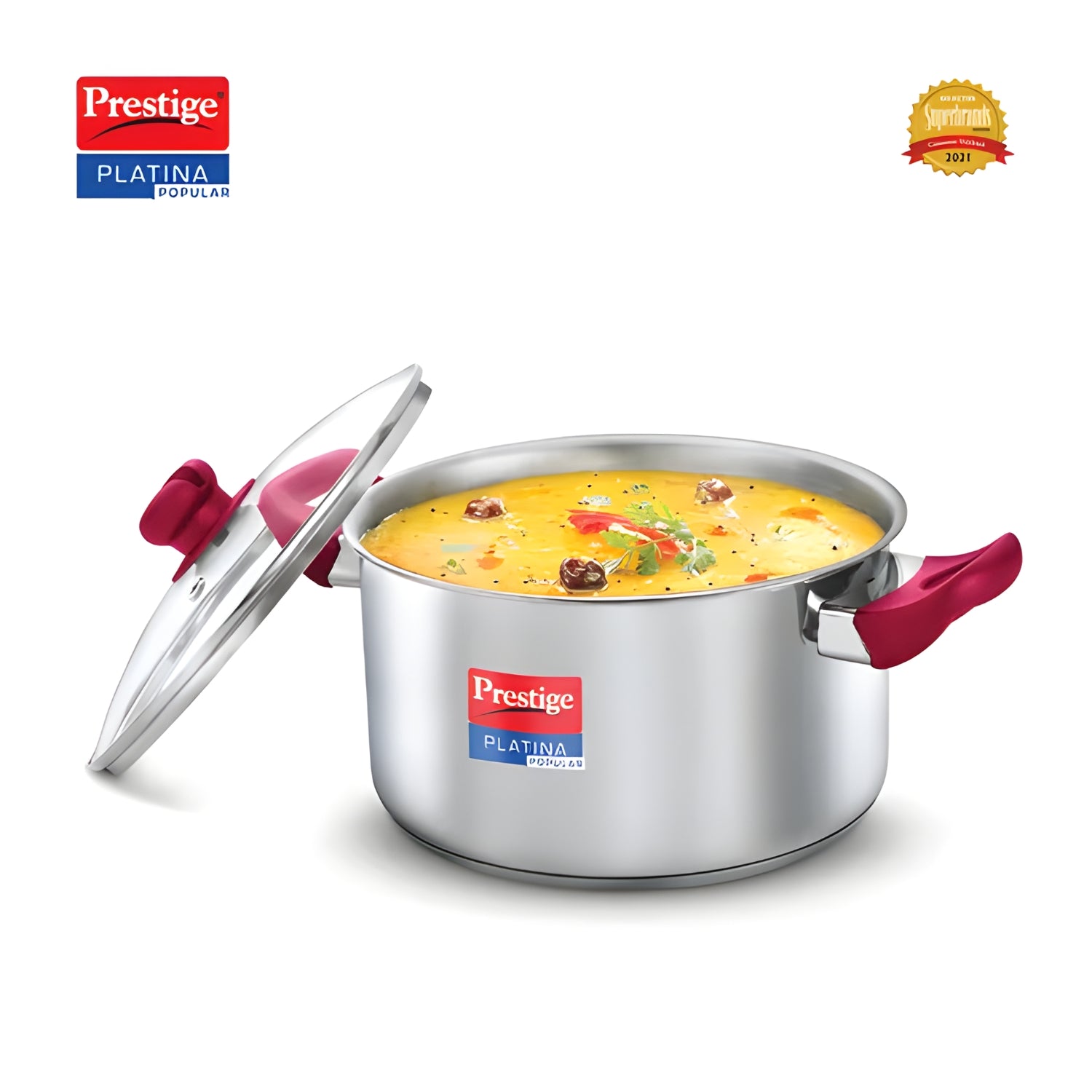 Prestige Platina Popular Stainless Steel Forged Bottom Casserole with Glass Lid 22 cm \ 4.6 L_7