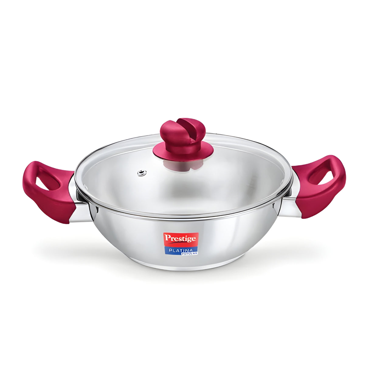 Prestige Platina Popular Stainless Steel Forged Bottom Kadai with Glass Lid 20 cm \ 1.5 L_1