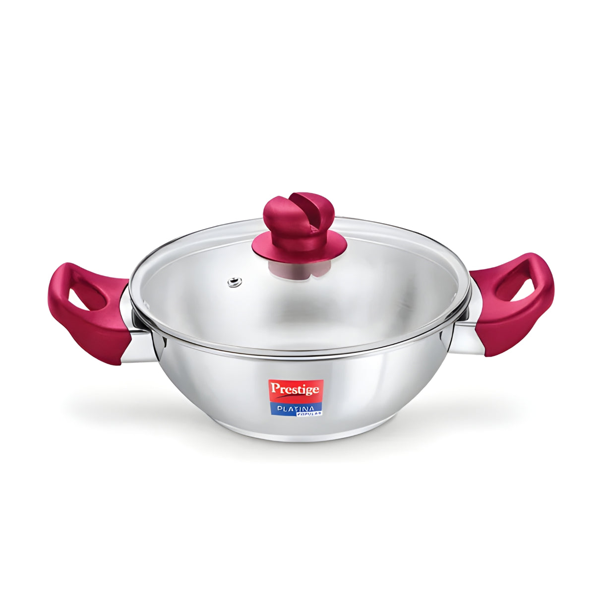 Prestige Platina Popular Stainless Steel Forged Bottom Kadai with Glass Lid 22 cm \ 2.25 L_1