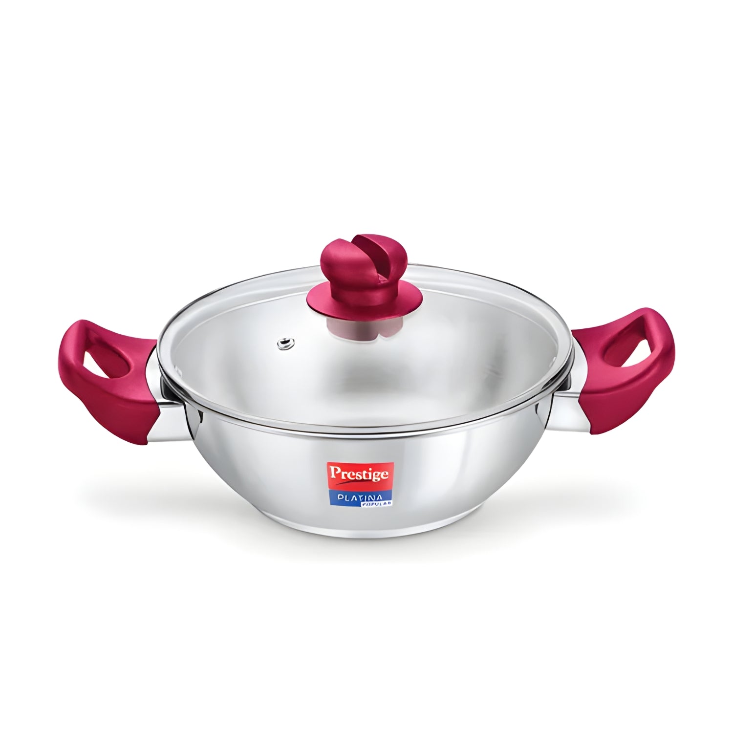 Prestige Platina Popular Stainless Steel Forged Bottom Kadai with Glass Lid 22 cm \ 2.25 L_1