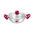 Prestige Platina Popular Stainless Steel Forged Bottom Kadai with Glass Lid 26 cm _ 3.8 L_Front View