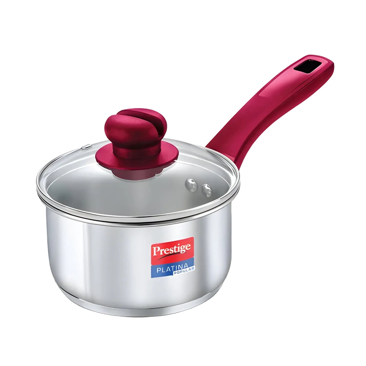 Prestige Platina Popular Stainless Steel Forged Bottom Sauce Pan with Glass Lid 16 cm \ 1.5 L_1