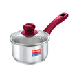 Prestige Platina Popular Stainless Steel Forged Bottom Sauce Pan with Glass Lid 18 cm _ 2 L_Front View