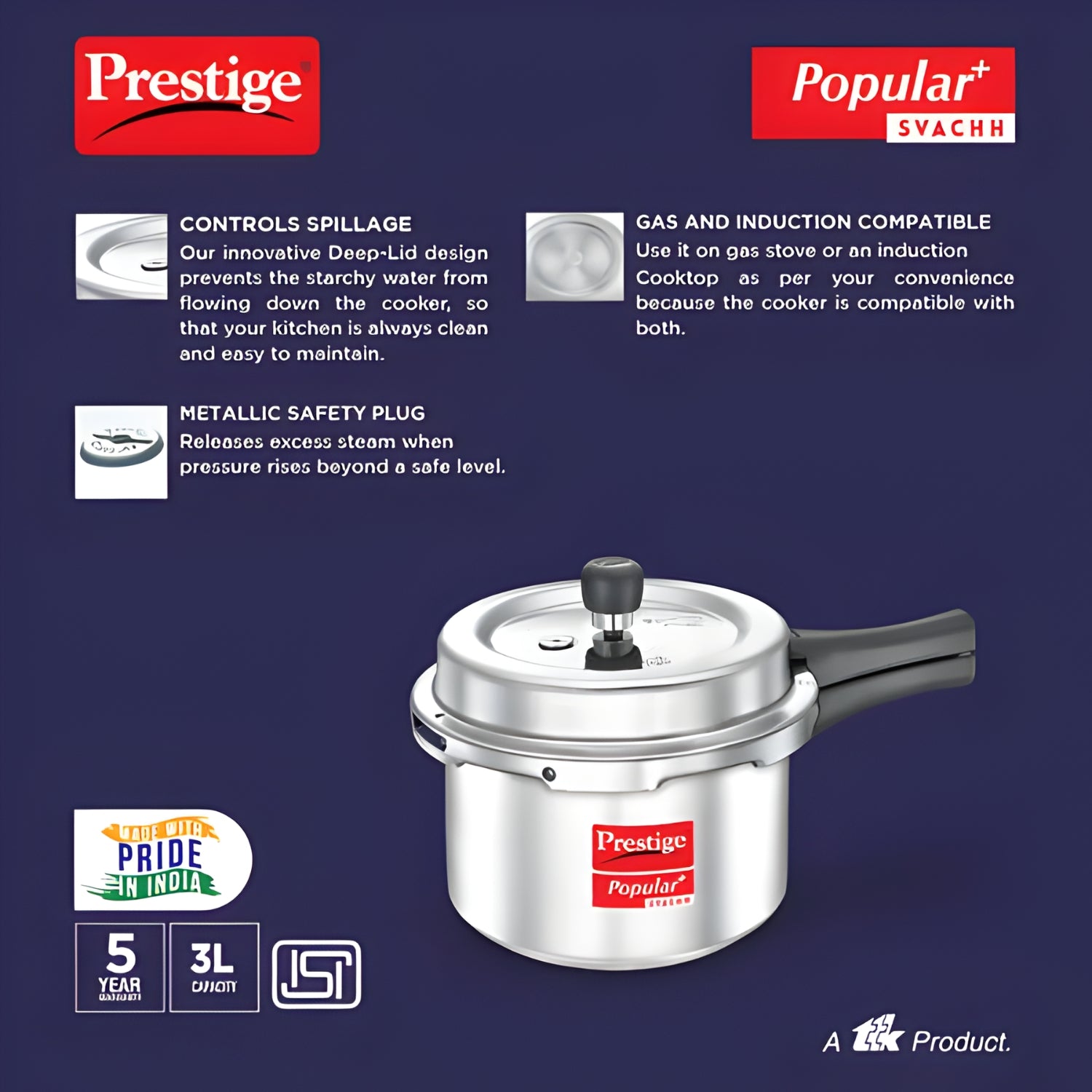 Prestige Popular Plus Svachh Virgin Aluminium Pressure Cooker 3 L_3