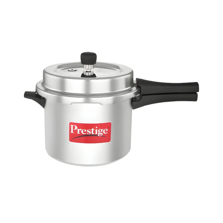 Prestige Popular Plus Svachh Virgin Aluminium Spillage Control Pressure Cooker 5 L_Front view