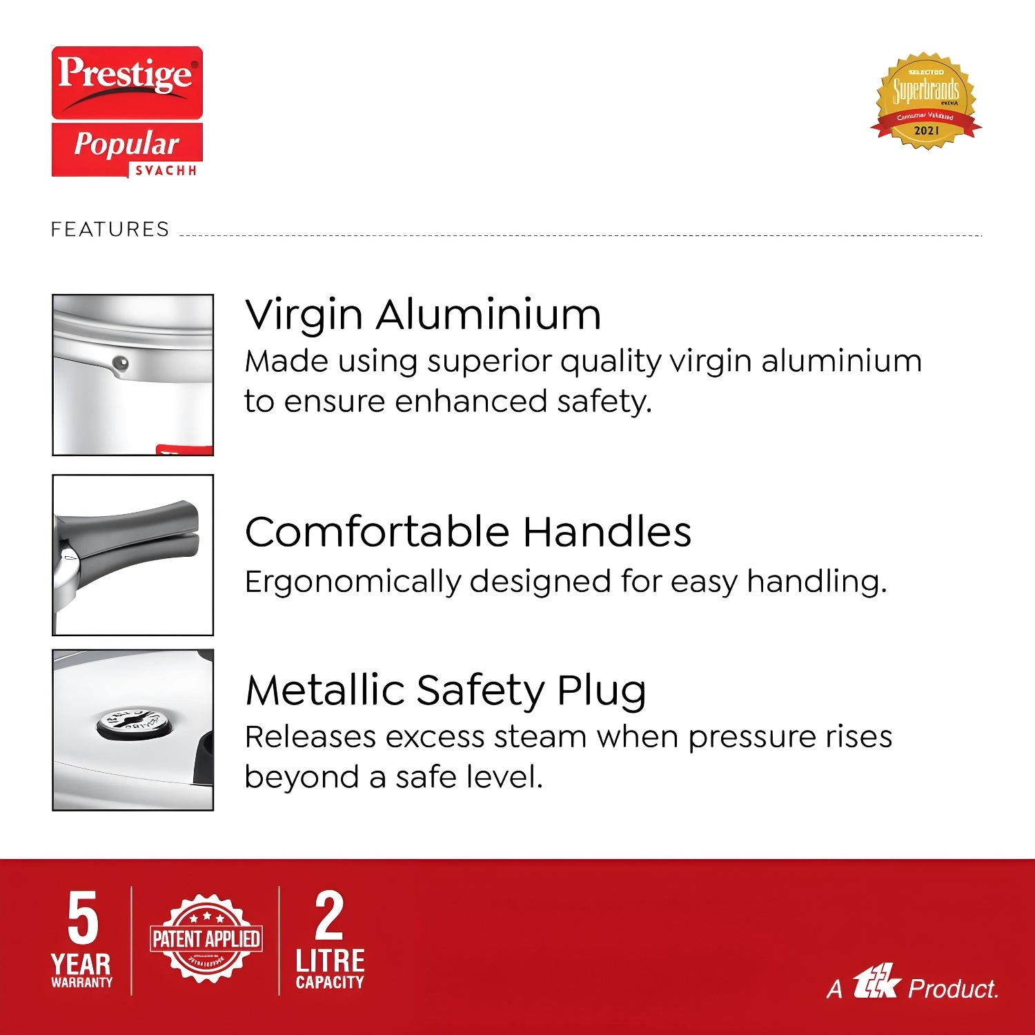 Prestige Popular Svachh Aluminium Pressure Cooker 2 L_4