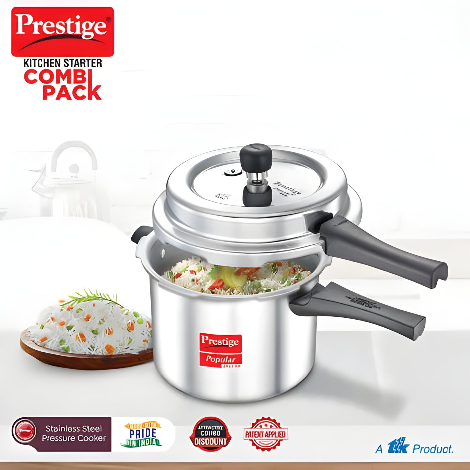 Prestige Popular Svachh Aluminium Pressure Cooker Combi Pack 3 L and 5 L_3