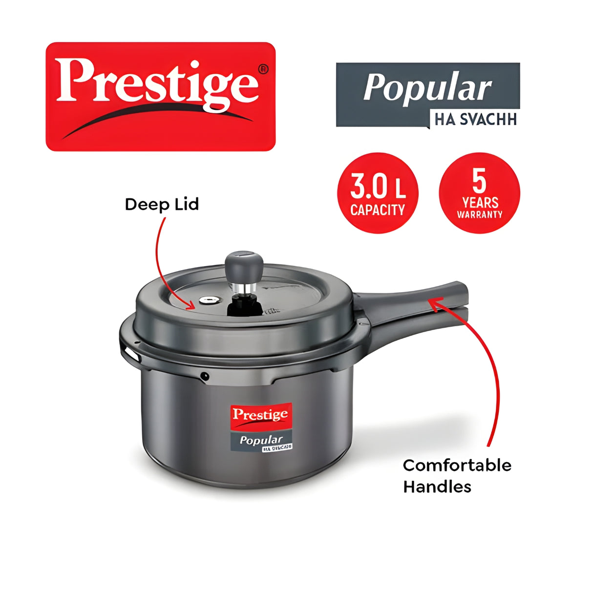 Prestige Popular Svachh Hard Anodised Pressure Cooker 3 L - Black_3