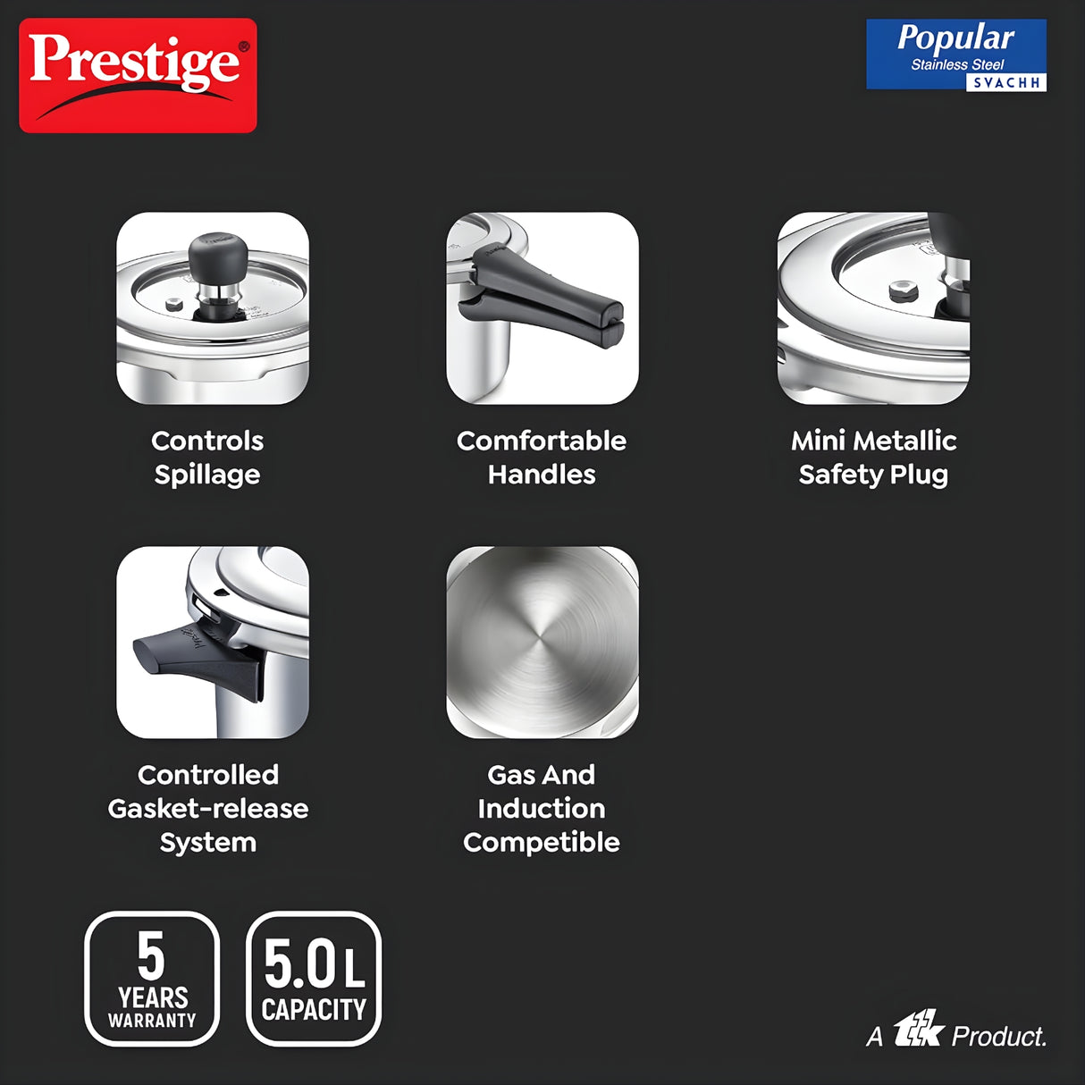 Prestige Popular Svachh SS Spillage Control Pressure Cooker 5 L_6