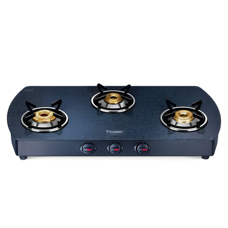 Prestige Premia GTS 03 L (D) Glass Top 3 Burner Gas Stove - Black_1