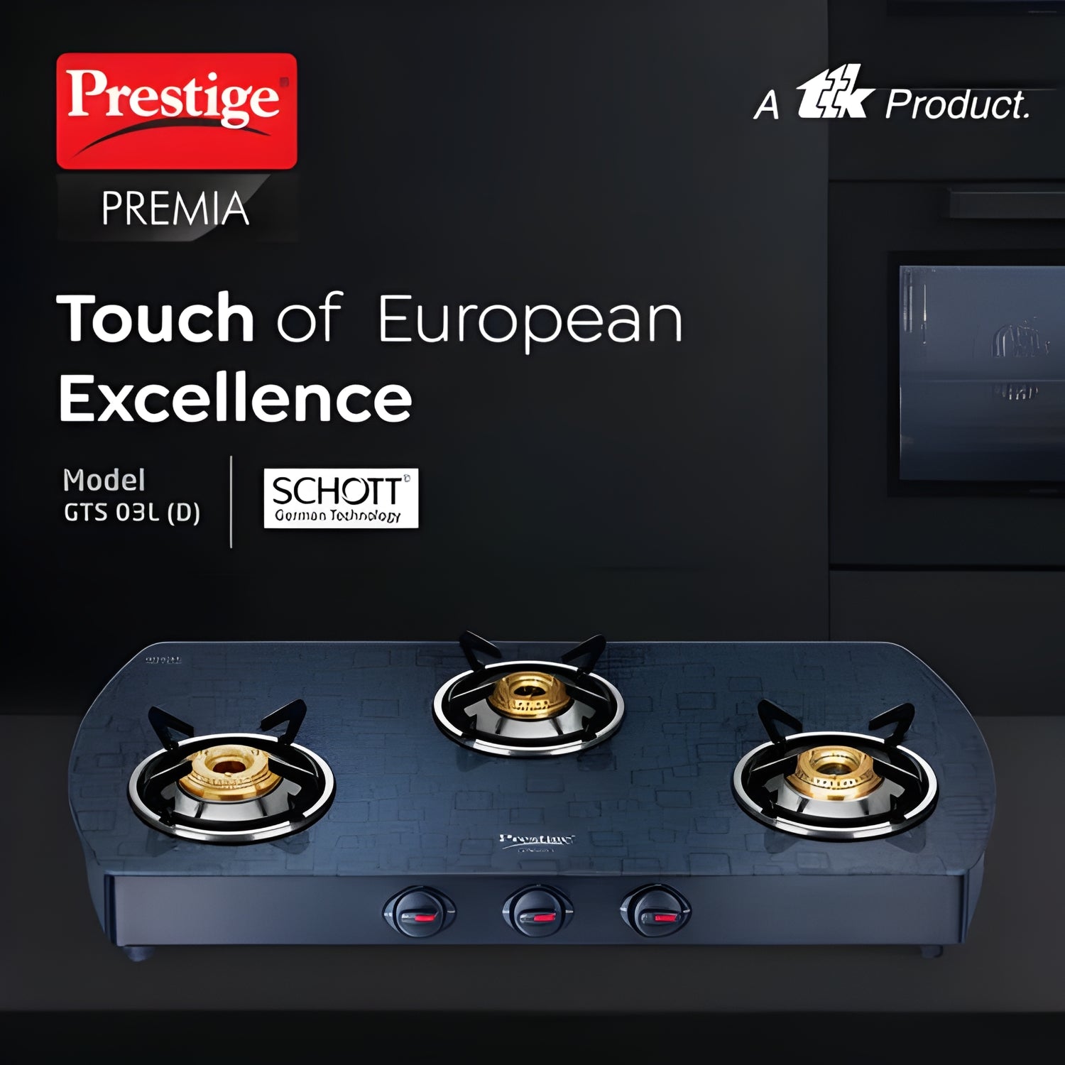 Prestige Premia GTS 03 L (D) Glass Top 3 Burner Gas Stove - Black_2