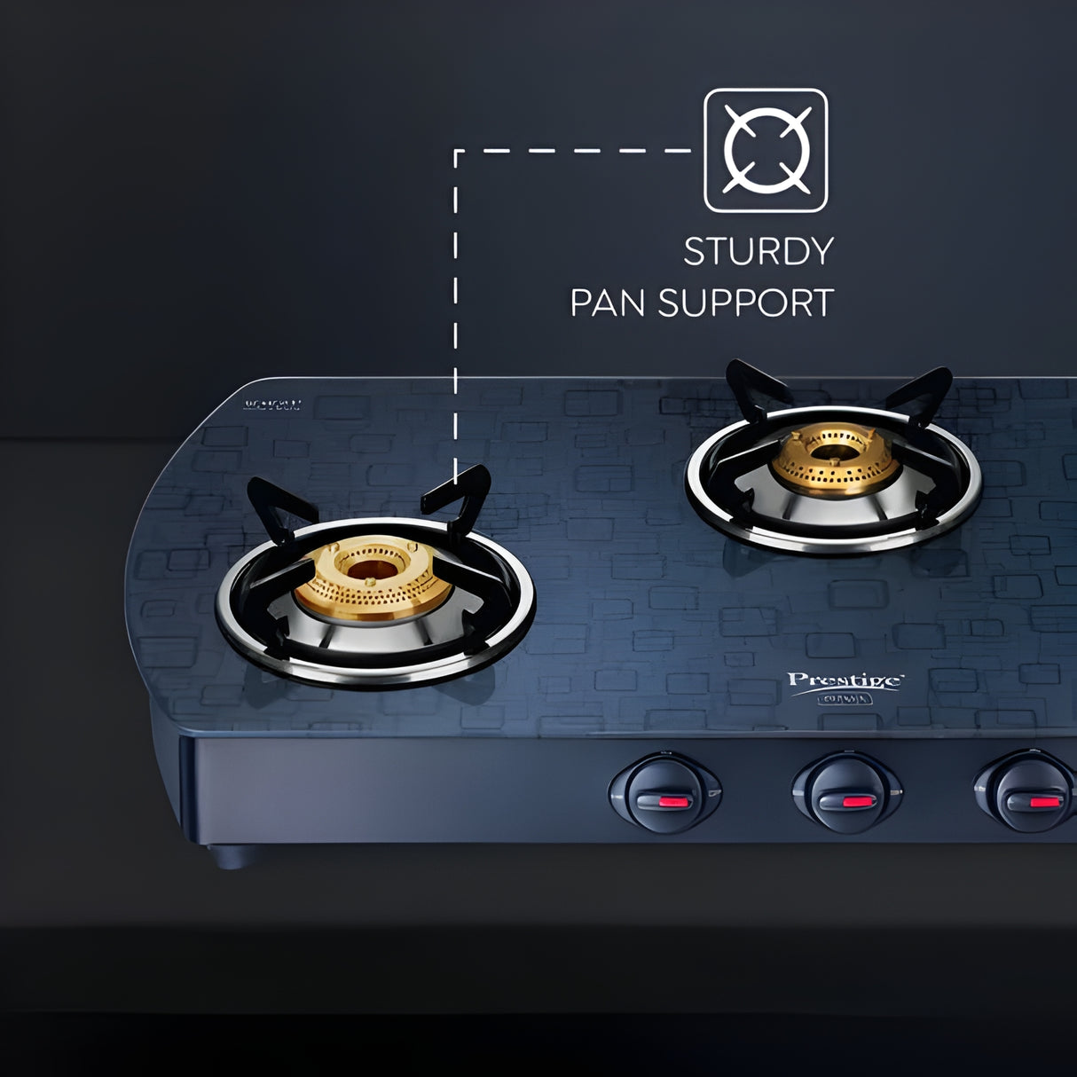Prestige Premia GTS 03 L (D) Glass Top 3 Burner Gas Stove - Black_3