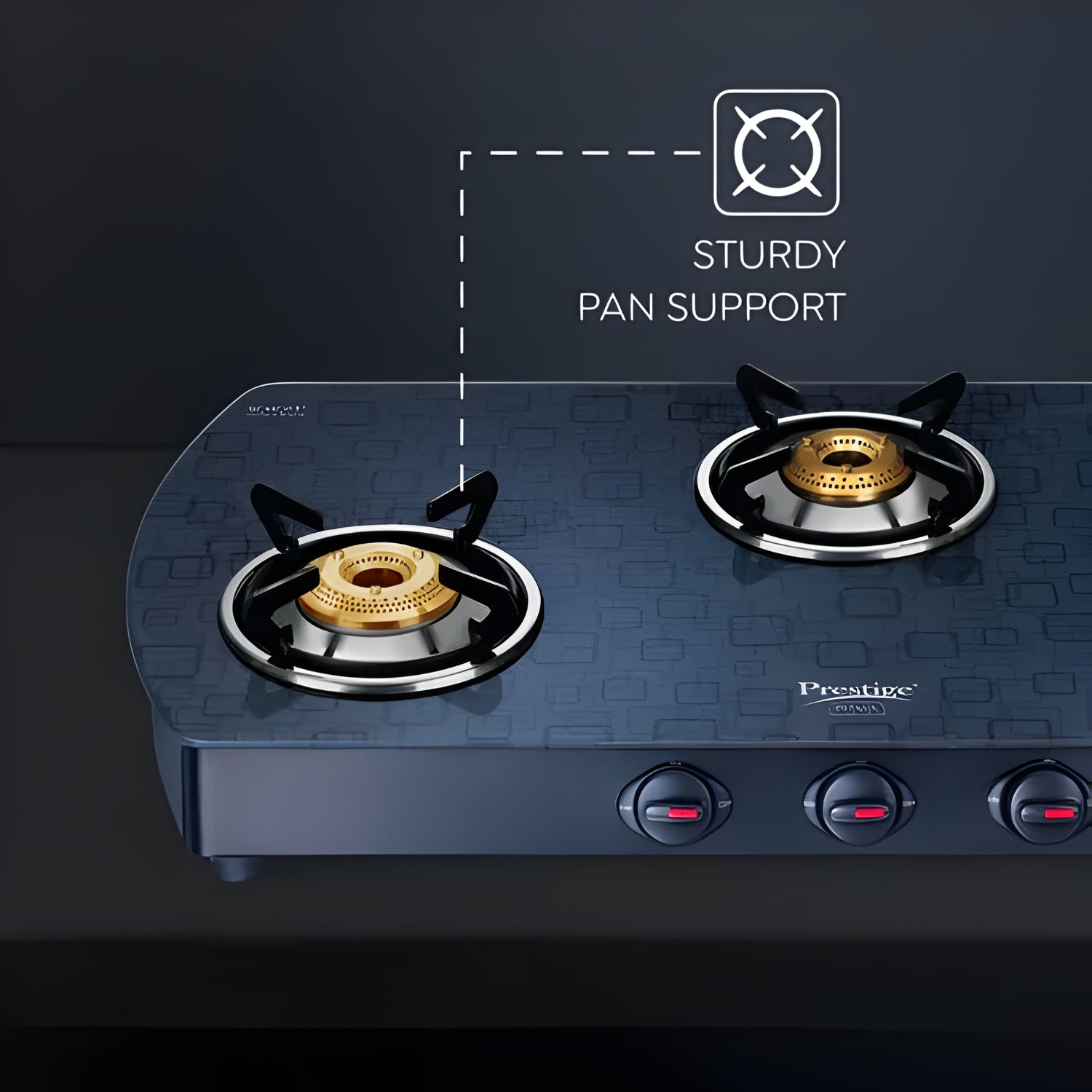 Prestige Premia GTS 03 L (D) Glass Top 3 Burner Gas Stove - Black_3