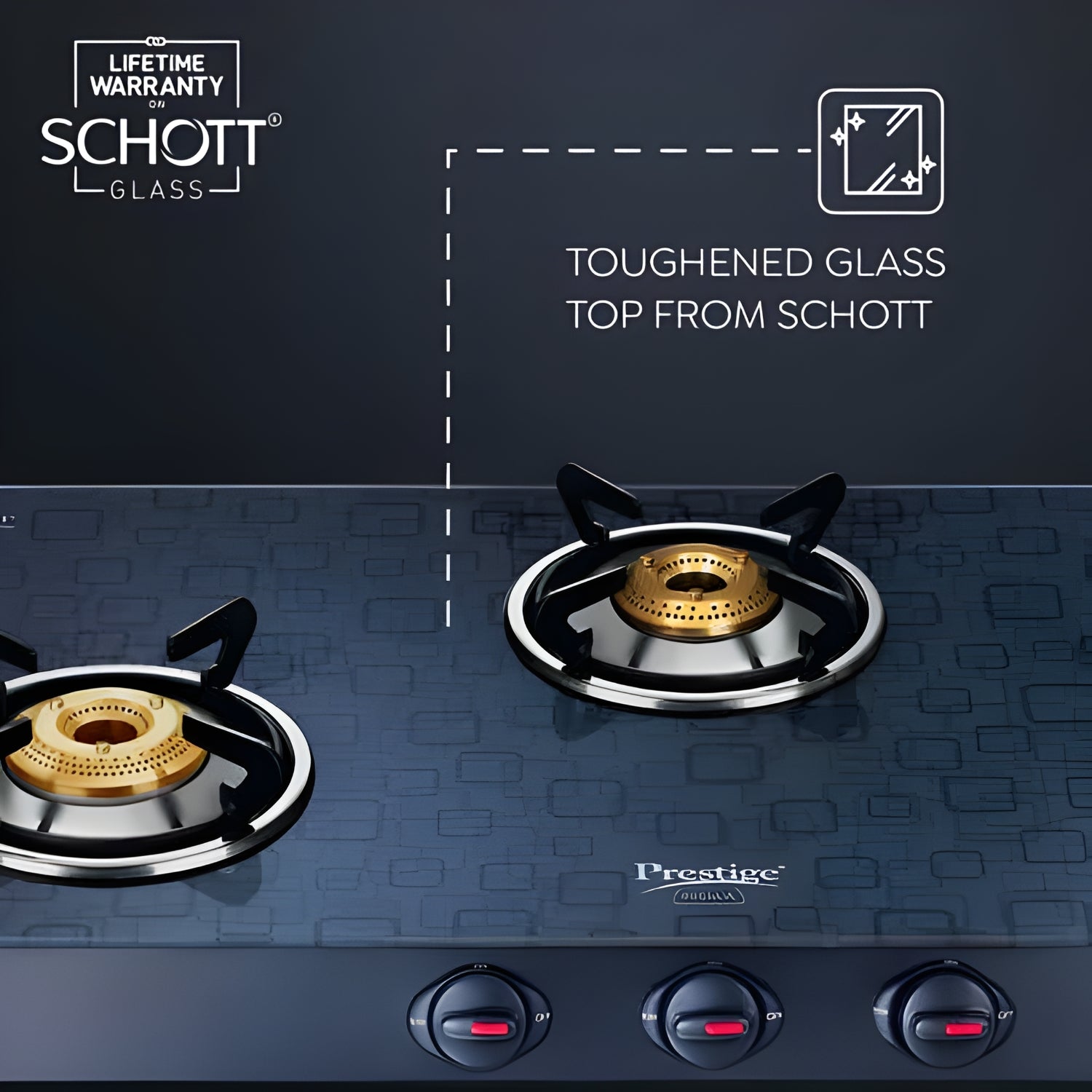 Prestige Premia GTS 03 L (D) Glass Top 3 Burner Gas Stove - Black_5