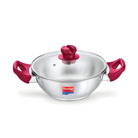 Prestige SS Platina Popular Kadai with Glass Lid – 24 cm \ 2.8 L_1