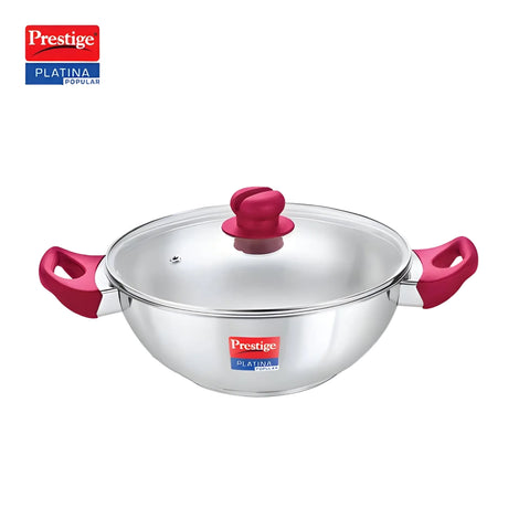 Prestige SS Platina Popular Kadai with Glass Lid – 28 cm \ 4.6 L_1