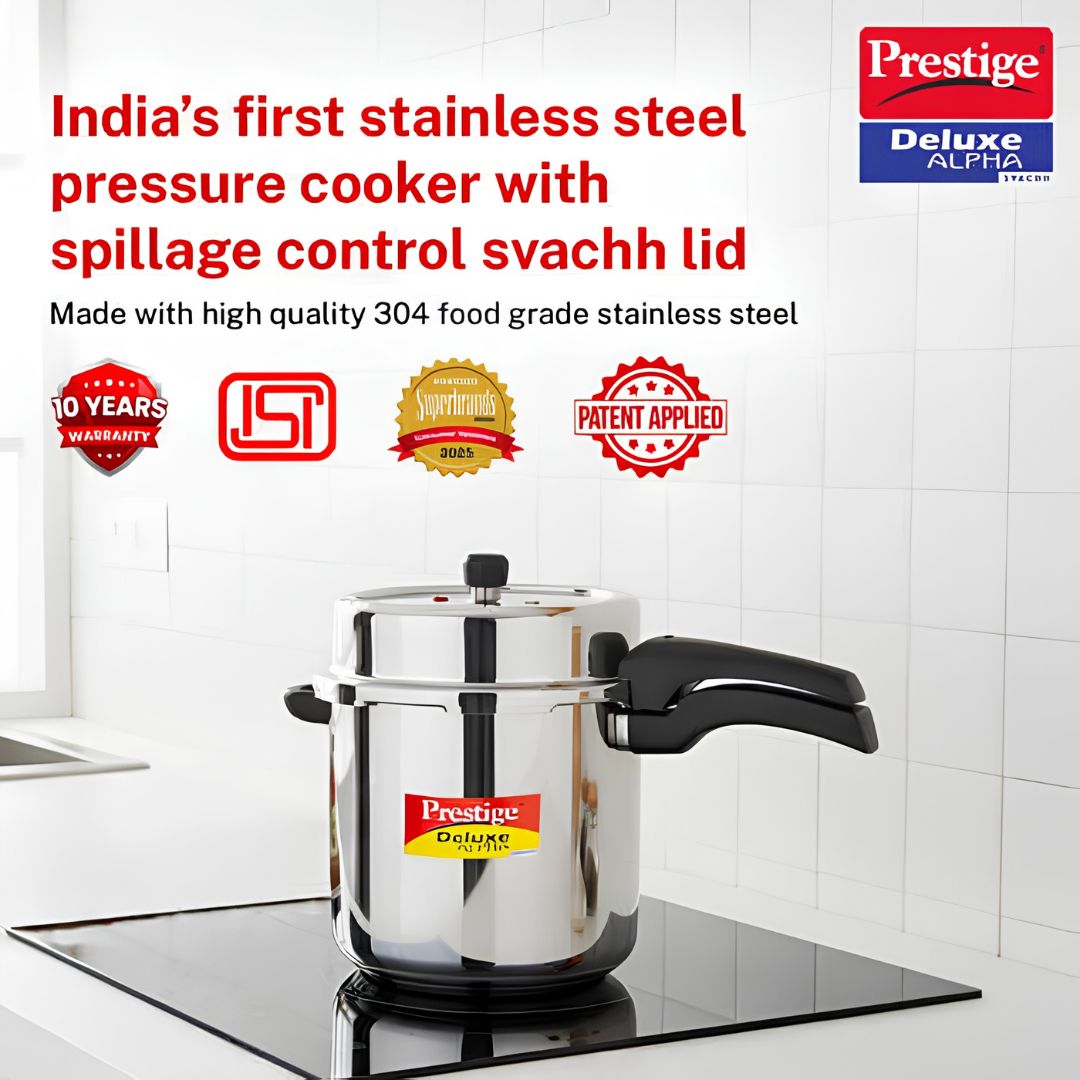 Prestige Stainless Steel Deluxe Alpha Svachh Outer Lid 10 L_Features 1