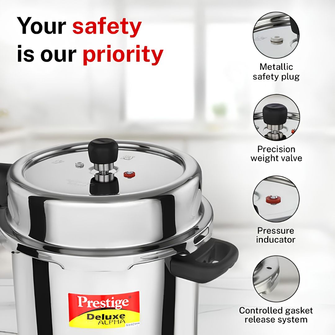 Prestige Stainless Steel Deluxe Alpha Svachh Outer Lid 10 L_Features 4