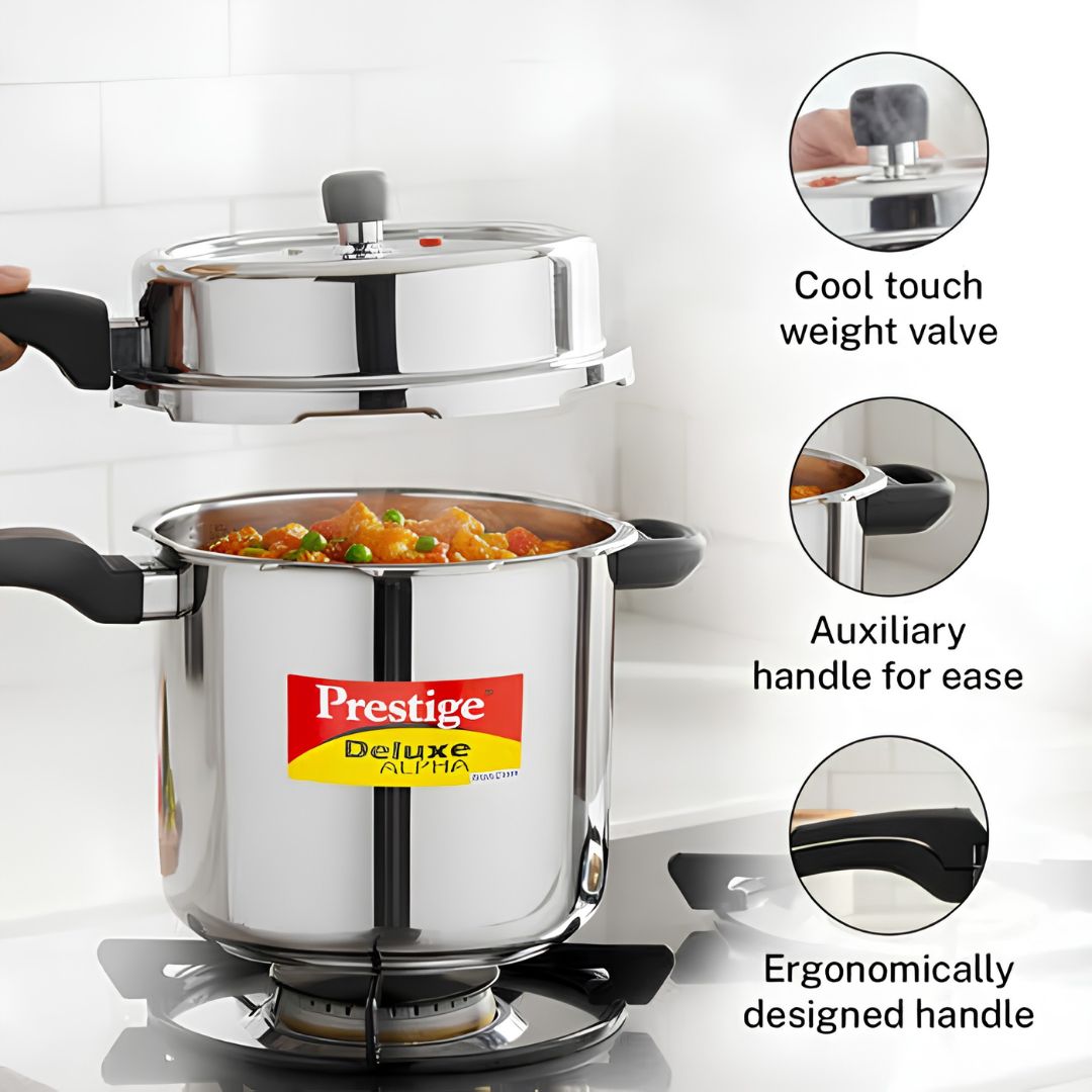Prestige Stainless Steel Deluxe Alpha Svachh Outer Lid 10 L_Features 5