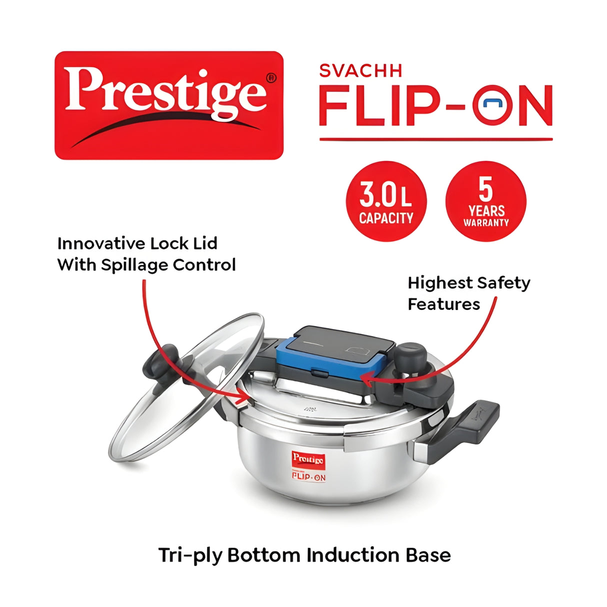 Prestige Svachh Flip-on SS Spillage Control Pressure Cooker With Glass Lid 3 L_2