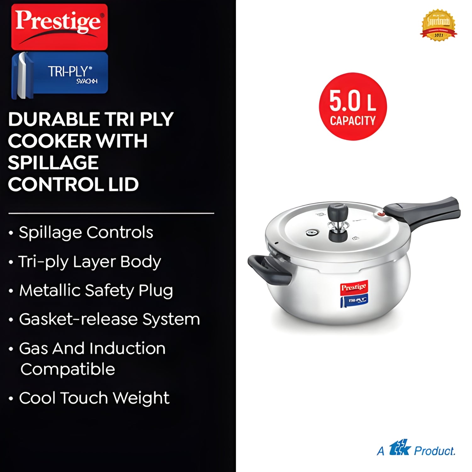 Prestige Svachh Tri-Ply Handi Pressure Cooker 5 L_6