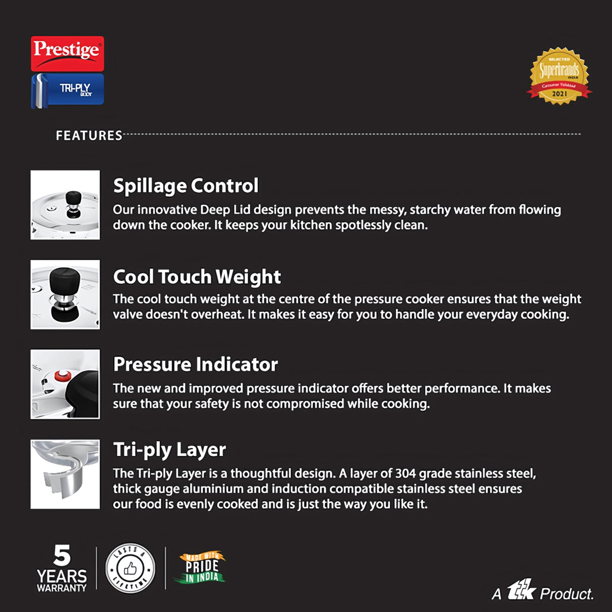 Prestige Svachh Triply Outer Lid Pressure Cooker 3.5 L_6