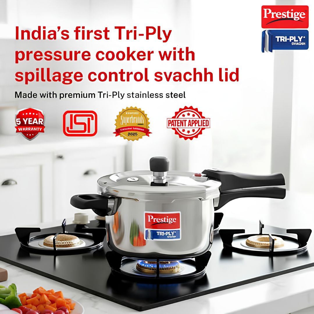 Prestige Svachh Triply SS Pressure Cooker with Unique Deep Outer Lid 5 L_Features 1
