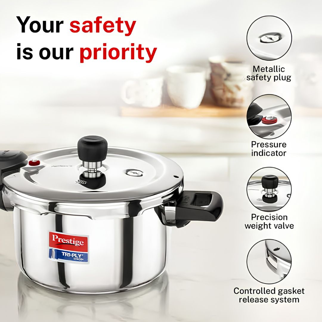 Prestige Svachh Triply SS Pressure Cooker with Unique Deep Outer Lid 5 L_Features 5