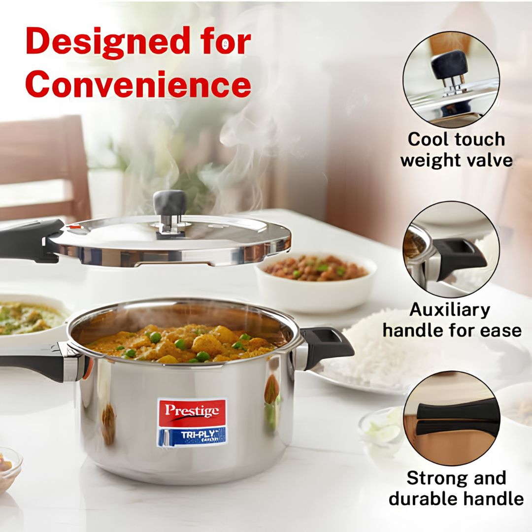 Prestige Svachh Triply SS Pressure Cooker with Unique Deep Outer Lid 5 L_Features 6