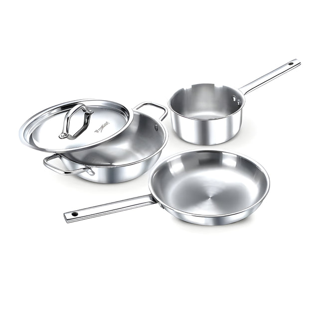 Prestige Tri-Ply BYK Cookware Set 3 Piece - Fry Pan 24 cm \ 1.7 L, Kadai 24 cm \ 2.7 L with SS Lid, Sauce Pan 16 cm \1.5 L_1
