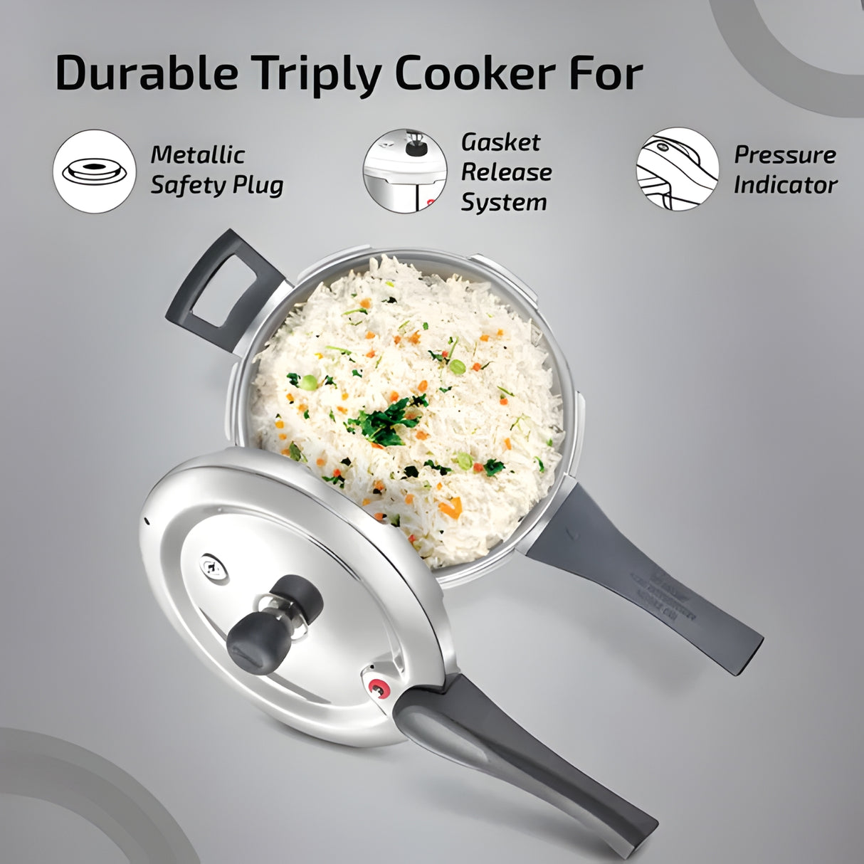 Prestige Tri-Ply BYK Cookware Set 3 Piece - Fry Pan 24 cm \ 1.7 L, Kadai 24 cm \ 2.7 L with SS Lid, Sauce Pan 16 cm \1.5 L_5