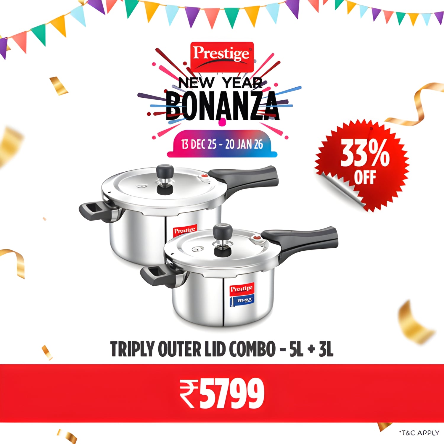 Prestige Tri-Ply BYK Cookware Set 3 Piece - Fry Pan 24 cm \ 1.7 L, Kadai 24 cm \ 2.7 L with SS Lid, Sauce Pan 16 cm \1.5 L_6