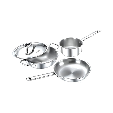 Prestige Tri-Ply BYK Cookware Set 3 Piece - Fry Pan 24 cm _ 1.7 L, Kadai 24 cm _ 2.7 L with SS Lid, Sauce Pan 16 cm _1.5 L_Front View