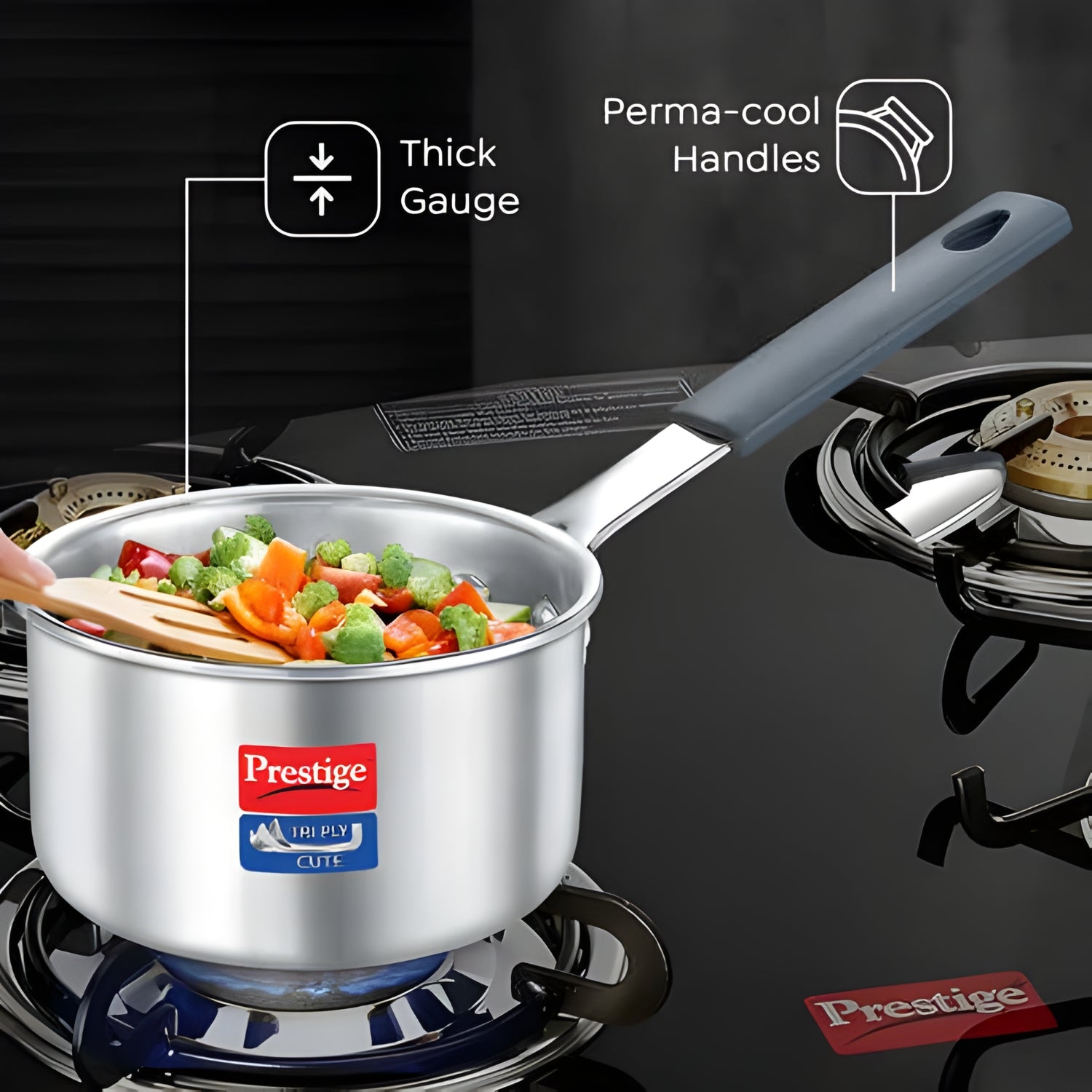 Prestige Tri-Ply Cute Stainless Steel Sauce Pan 10 cm \ 400 ml_4