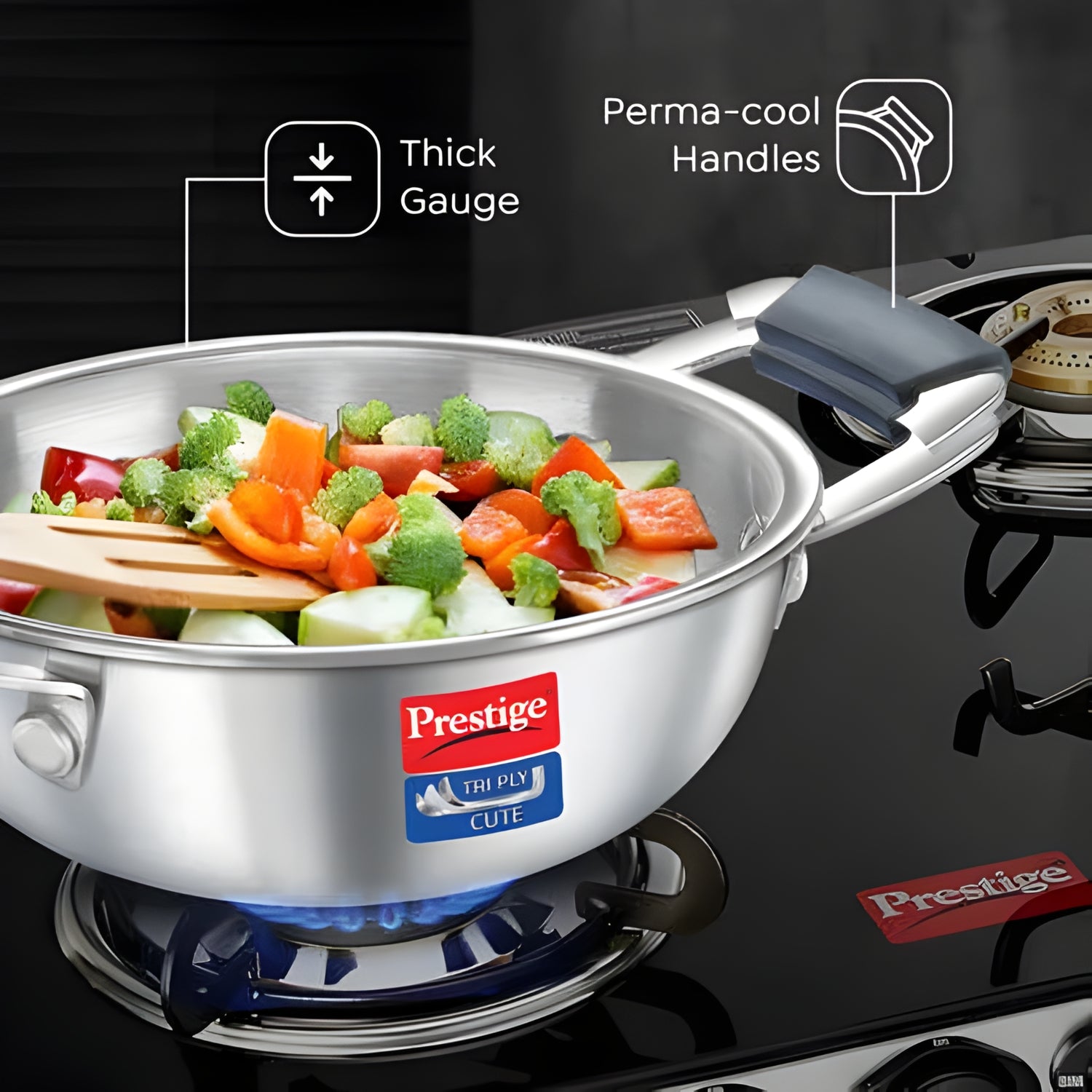 Prestige Tri-Ply Stainless Steel Kadai 12 cm \ 400 ml_4
