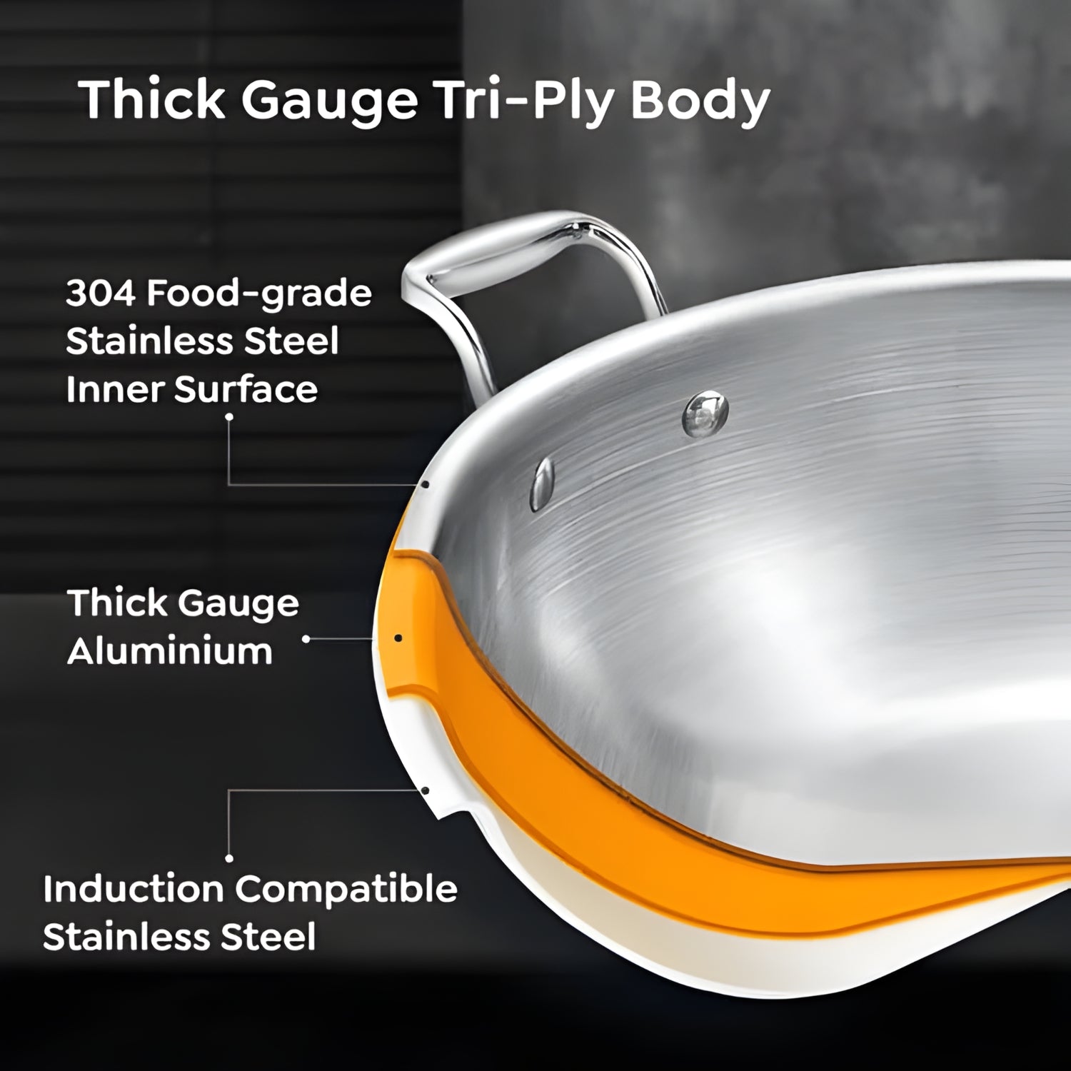 Prestige Tri-Ply Stainless Steel Splendid Casserole with Lid 20 cm \ 3.2 L_3