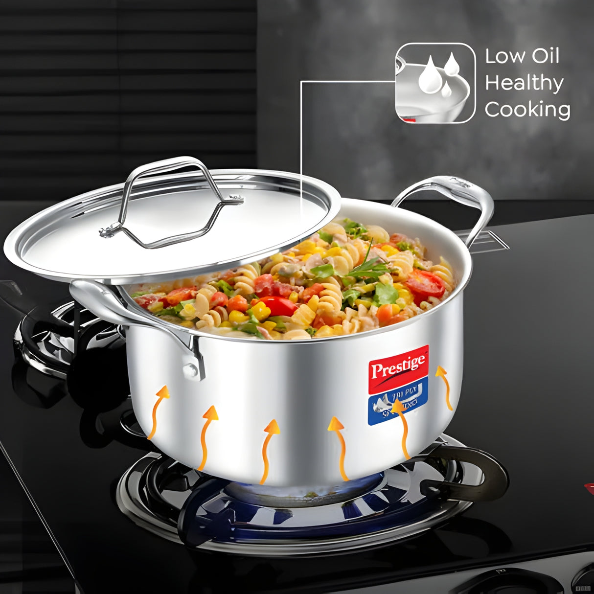 Prestige Tri-Ply Stainless Steel Splendid Casserole with Lid 20 cm \ 3.2 L_4
