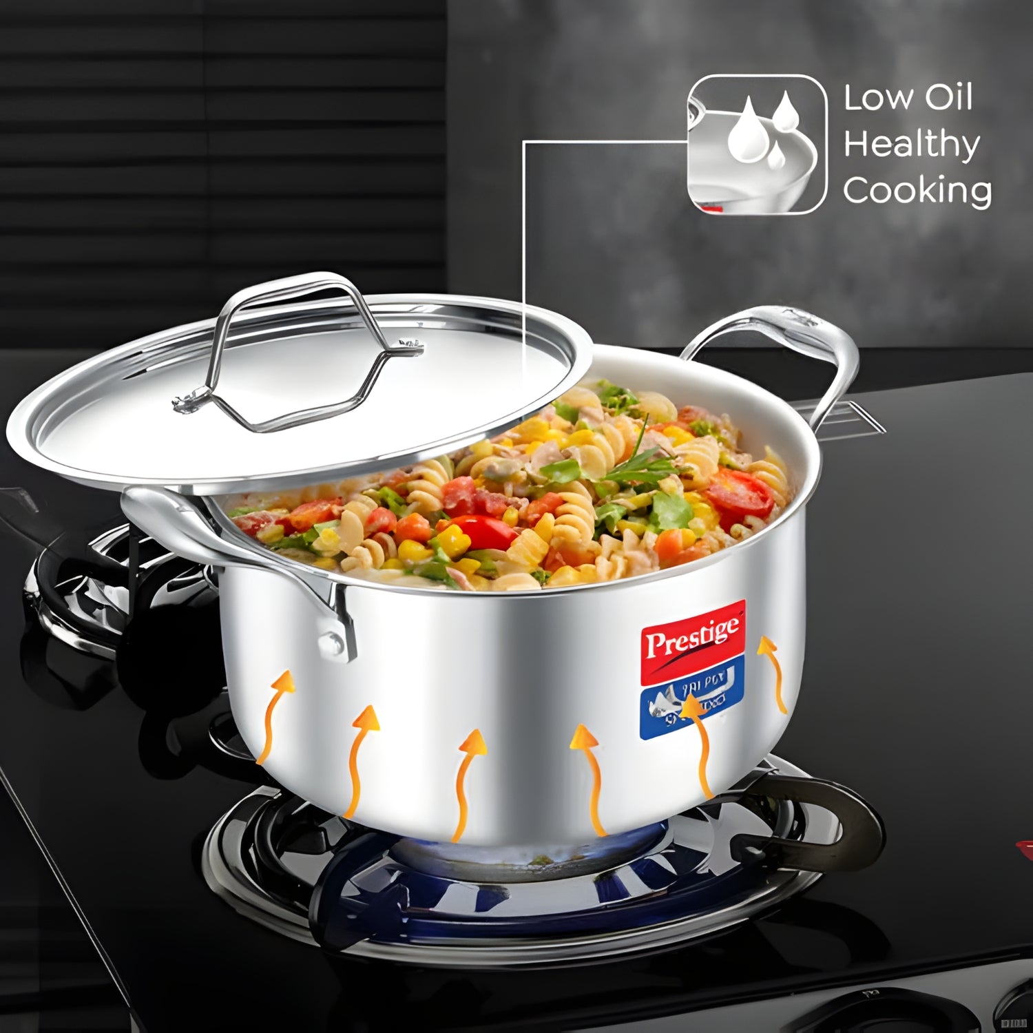 Prestige Tri-Ply Stainless Steel Splendid Casserole with Lid 20 cm \ 3.2 L_4