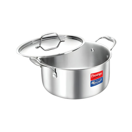 Prestige Tri-Ply Stainless Steel Splendid Casserole with Lid 20 cm _ 3.2 L_Front View