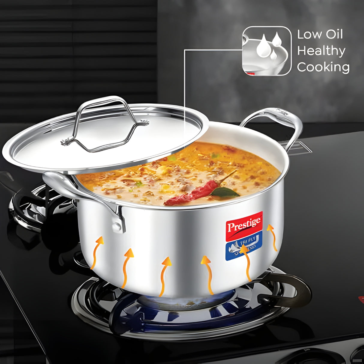 Prestige Tri-Ply Stainless Steel Splendid Casserole with Lid 24 cm \ 5.5 L_4