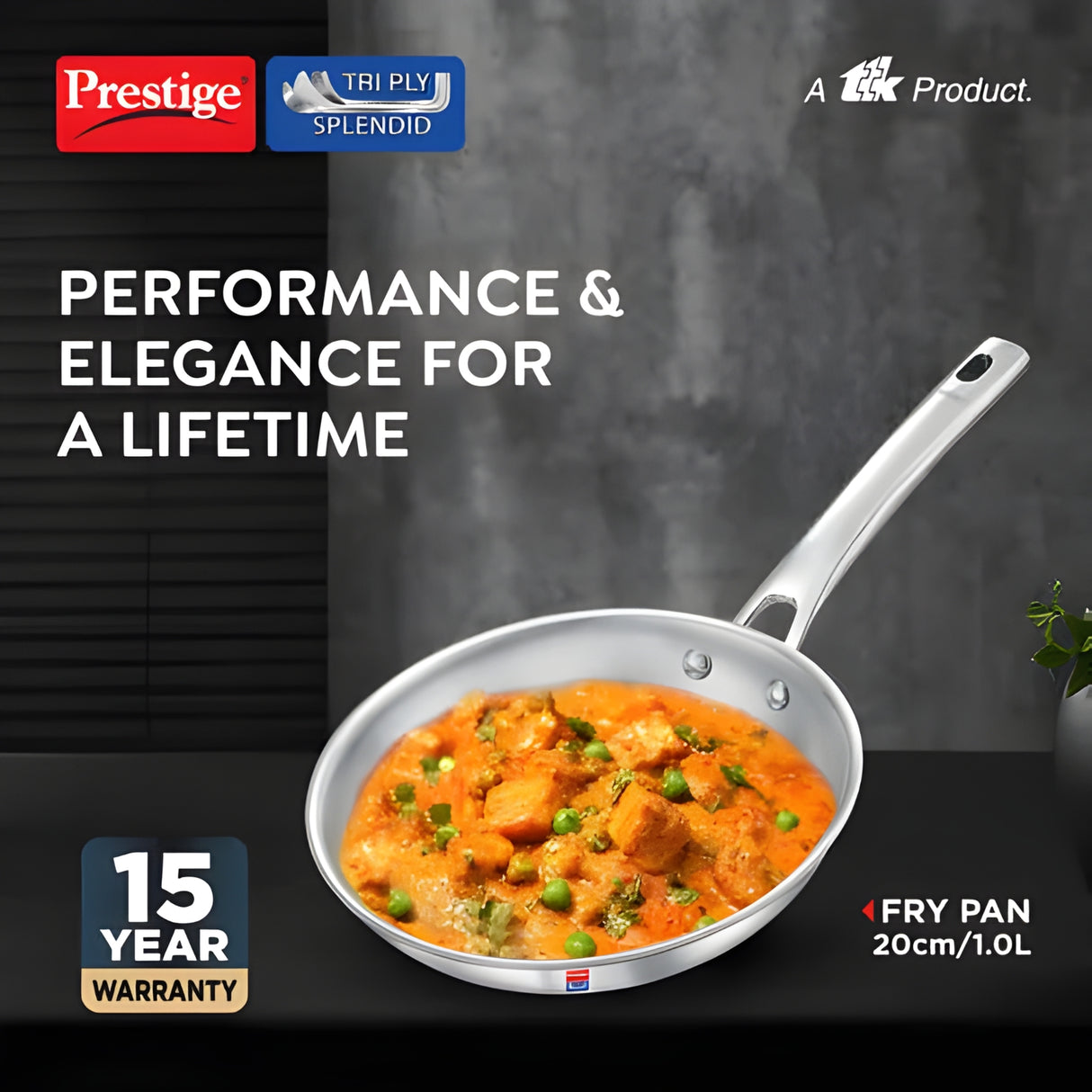 Prestige Tri-Ply Stainless Steel Splendid Fry Pan 20 cm \ 1 L_2