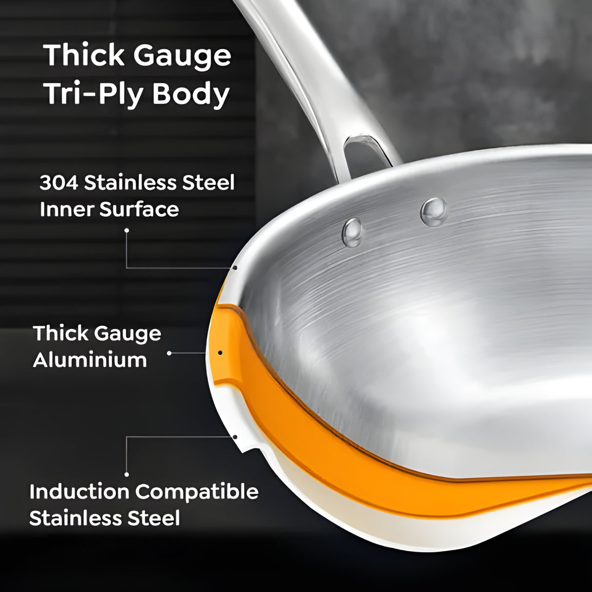 Prestige Tri-Ply Stainless Steel Splendid Fry Pan with Lid 20 cm \ 1 L_3
