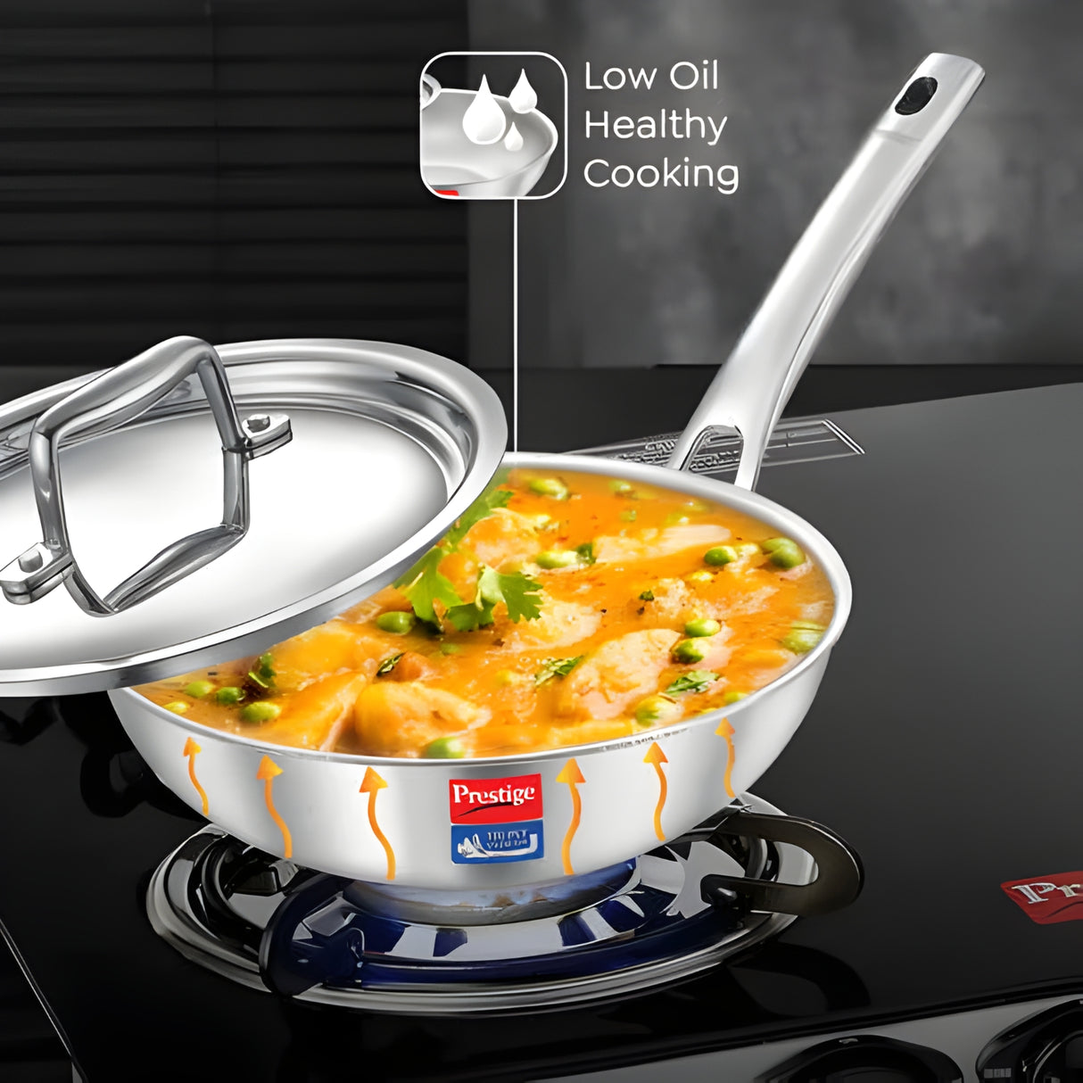 Prestige Tri-Ply Stainless Steel Splendid Fry Pan with Lid 20 cm \ 1 L_4