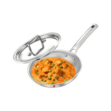 Prestige Tri-Ply Stainless Steel Splendid Fry Pan with Lid 20 cm \ 1 L_Front View