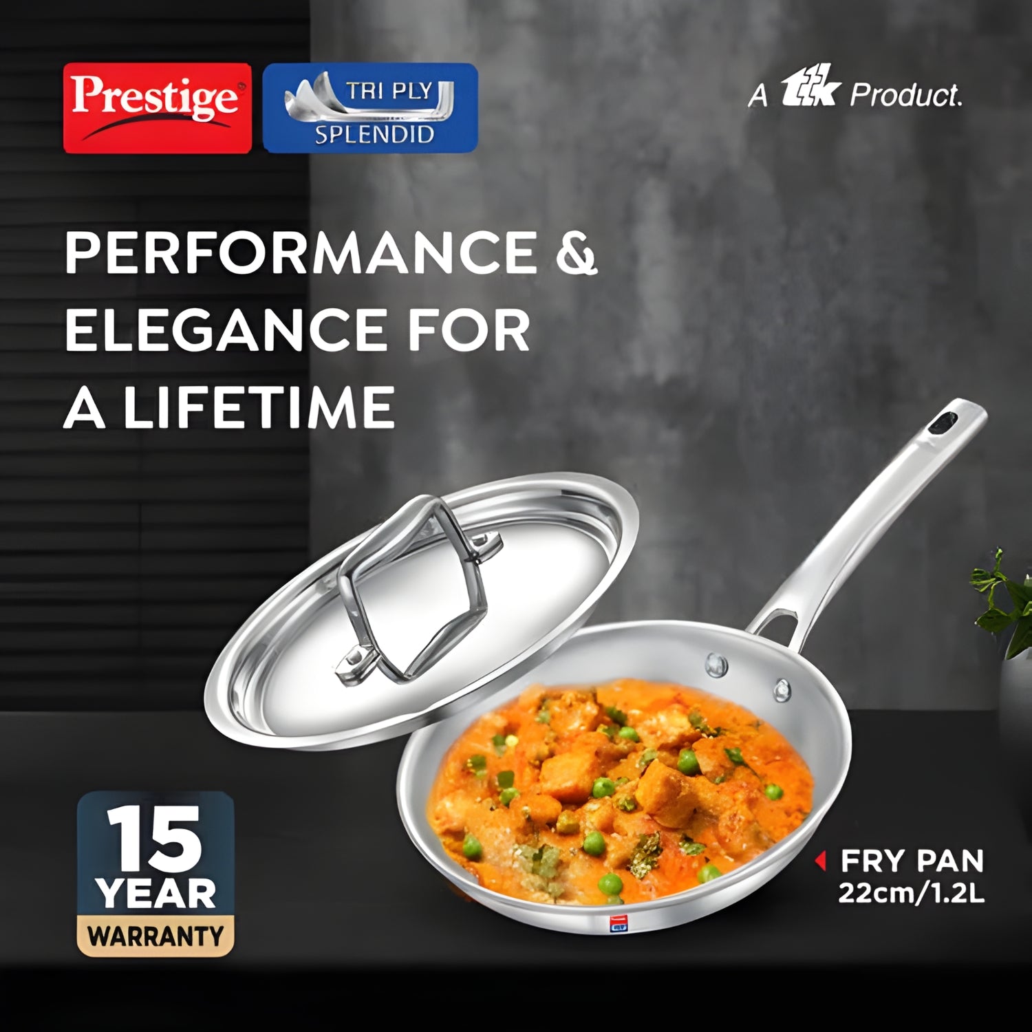 Prestige Tri-Ply Stainless Steel Splendid Fry Pan with Lid 22 cm \ 1.2 L_2