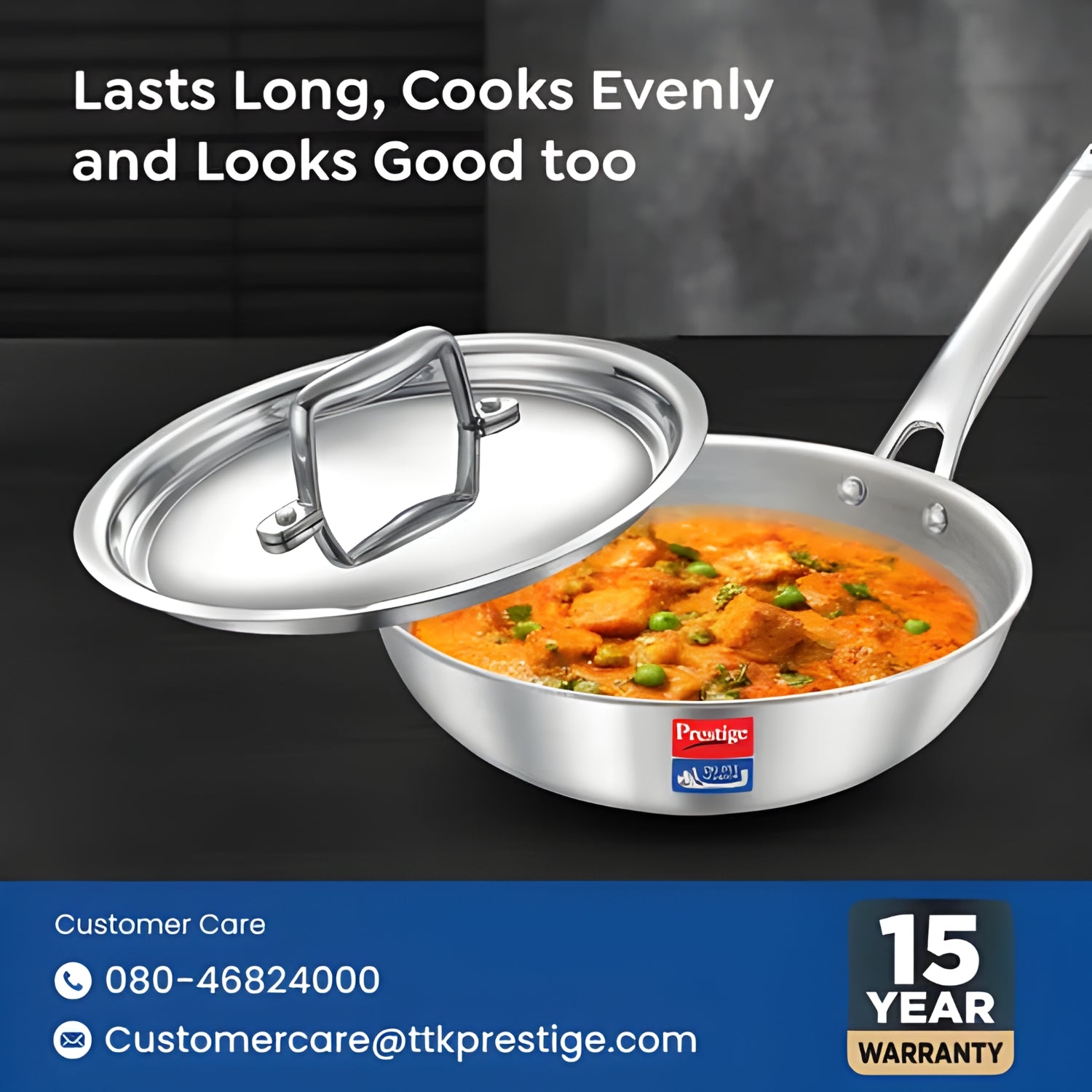 Prestige Tri-Ply Stainless Steel Splendid Fry Pan with Lid 24 cm \ 1.7 L_7