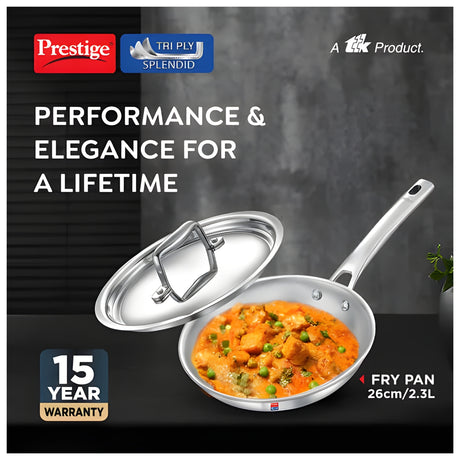Prestige Tri-Ply Stainless Steel Splendid Fry Pan with Lid 26 cm \ 2.3 L_2