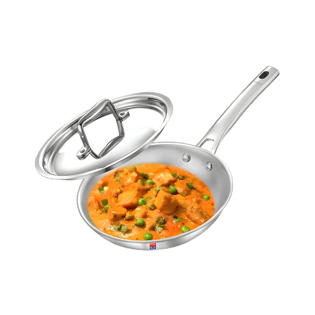 Prestige Tri-Ply Stainless Steel Splendid Fry Pan with Lid 26 cm \ 2.3 L_Front View